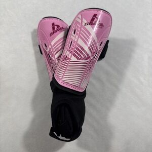 Brava Soccer Shin Guards Pads Youth‎ XS 3ft 11 in-4 ft 7in Standard Pink White
